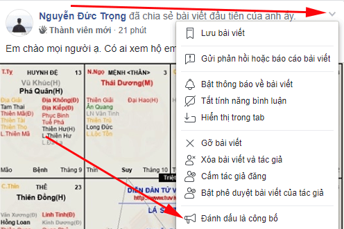Ghim bài viết trong nhóm Facebook - Công bố