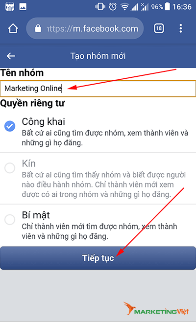 Tạo nhóm Facebook trên điện thoại bằng trình duyệt